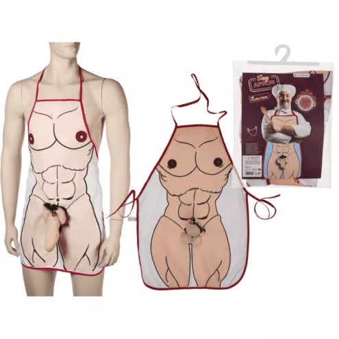Кухонный фартук с плюшевым пенисом Sexy Apron Male Body With Plush Penis