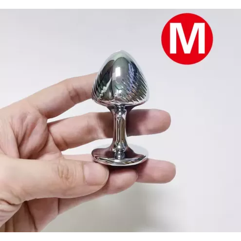 Анальная Пробка Металл серебро с полосками M