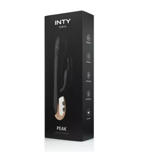 Вибратор черный с клиторальным кроликом INTY Toys – Peak