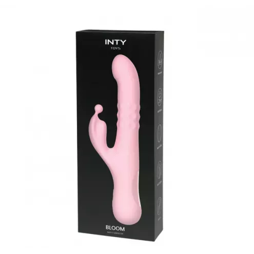 Вібратор з кліторальним відростком з кулькою INTY Toys – Bloom – Pink