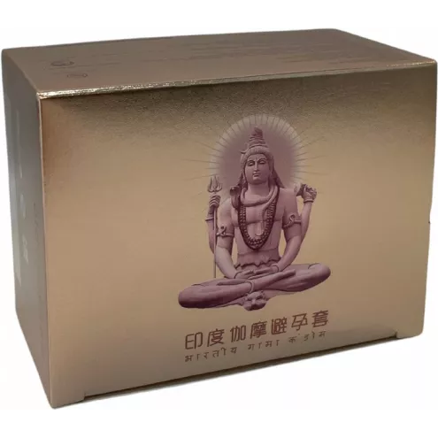 Презервативи OLO Gold Budda з гіалуроновим змащенням і ароматом ванілі
