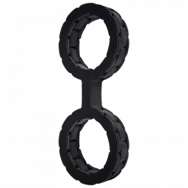 Наручники із силікону Doc Johnson The Cuffs Large - Black, добре тягнуться, для рук та для ніг - 1