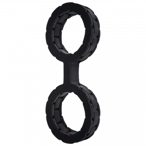 Наручники із силікону Doc Johnson The Cuffs Large - Black, добре тягнуться, для рук та для ніг