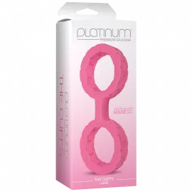 Наручники із силікону Doc Johnson The Cuffs Large - Pink, добре тягнуться, для рук та для ніг - 2
