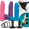 Набор для страпона Doc Johnson Vac-U-Lock Dual Density UltraSKYN Colors Set, диаметр 3х4,5см
