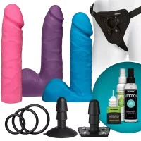 Набор для страпона Doc Johnson Vac-U-Lock Dual Density UltraSKYN Colors Set, диаметр 3х4,5см