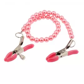 Зажимы для сосков розовые с розовыми жемчужинами - 2