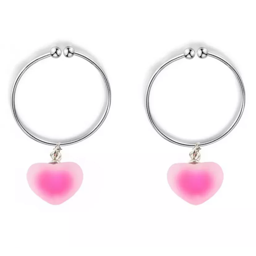 Зажимы на соски розовые сердца на кольце