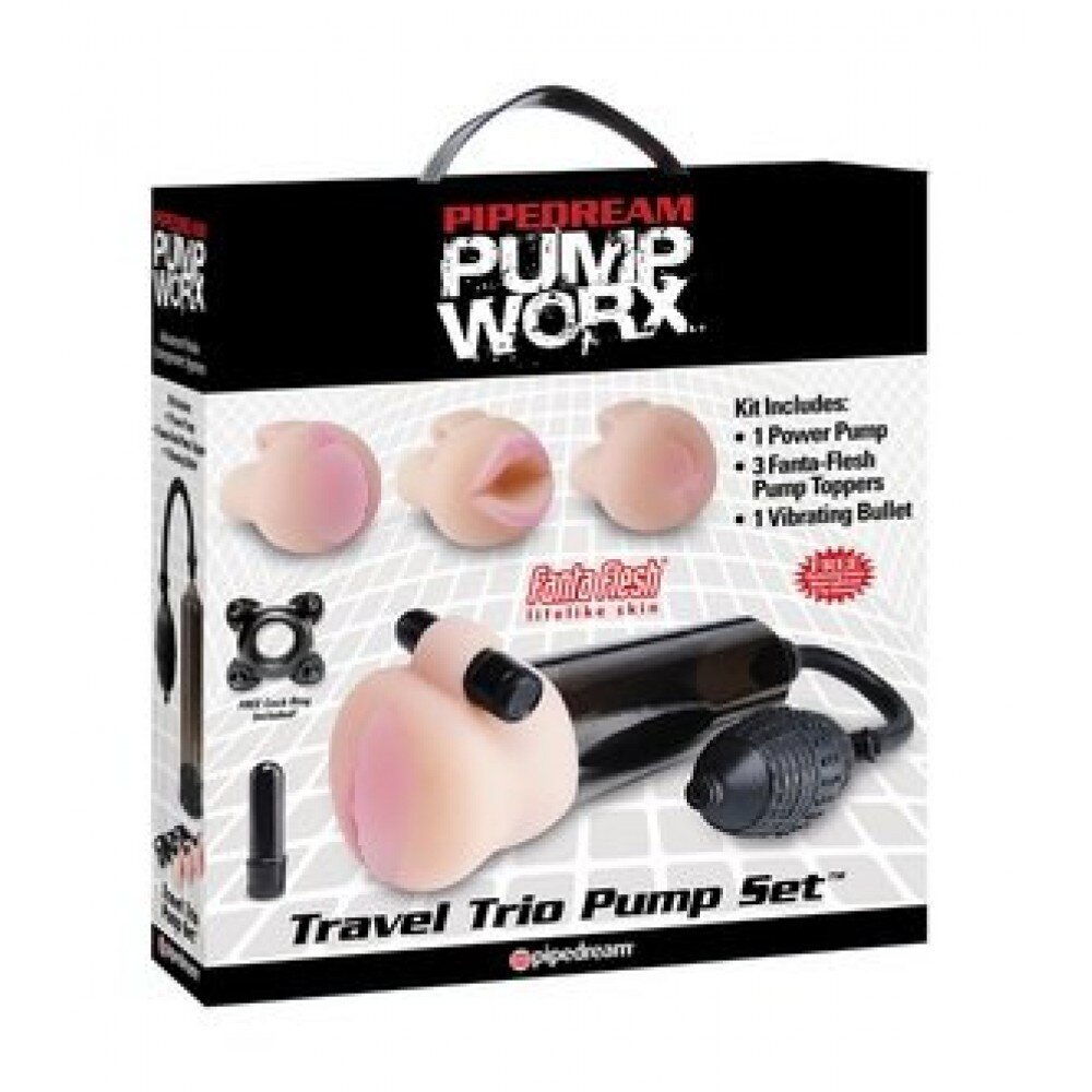 Вакуумная помпа для увеличения члена Pump Worx Travel Trio Pump Set подарит  незабываемое удовольствие ❤ Купить в Секс Шопе