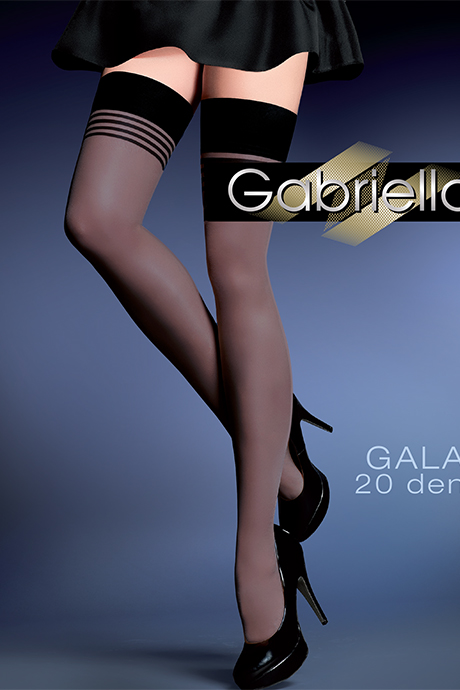 Панчохи Gabriella Gala 20 den з самоутримним мереживом (9 см (Чорний, 3/4)