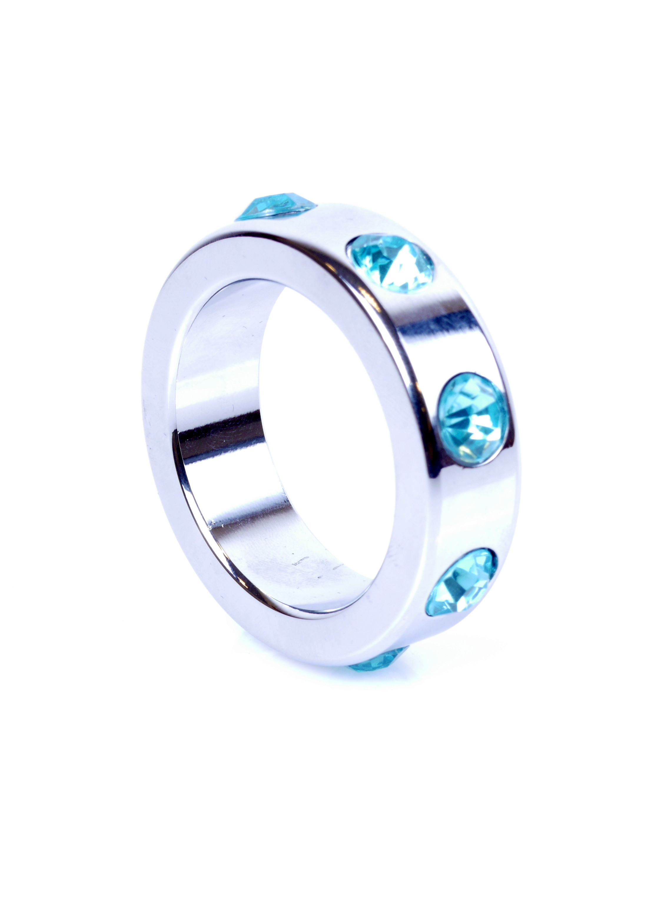 Ерекційне кільце металеве Ring-Metal Cock Ring with Light Blue Diamonds Medium