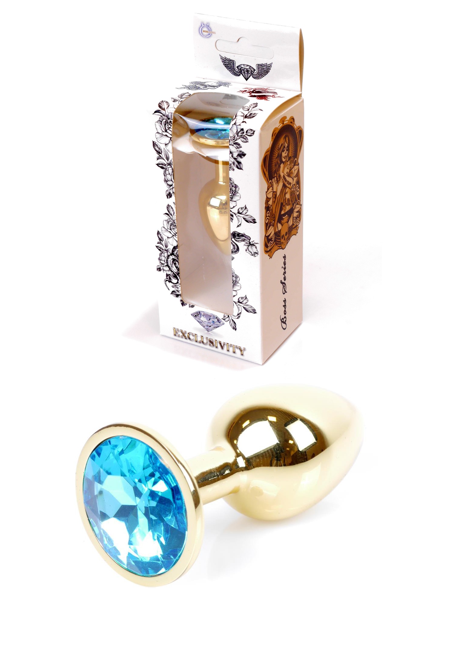 Анальна пробка Jewellery Gold PLUG Light Blue