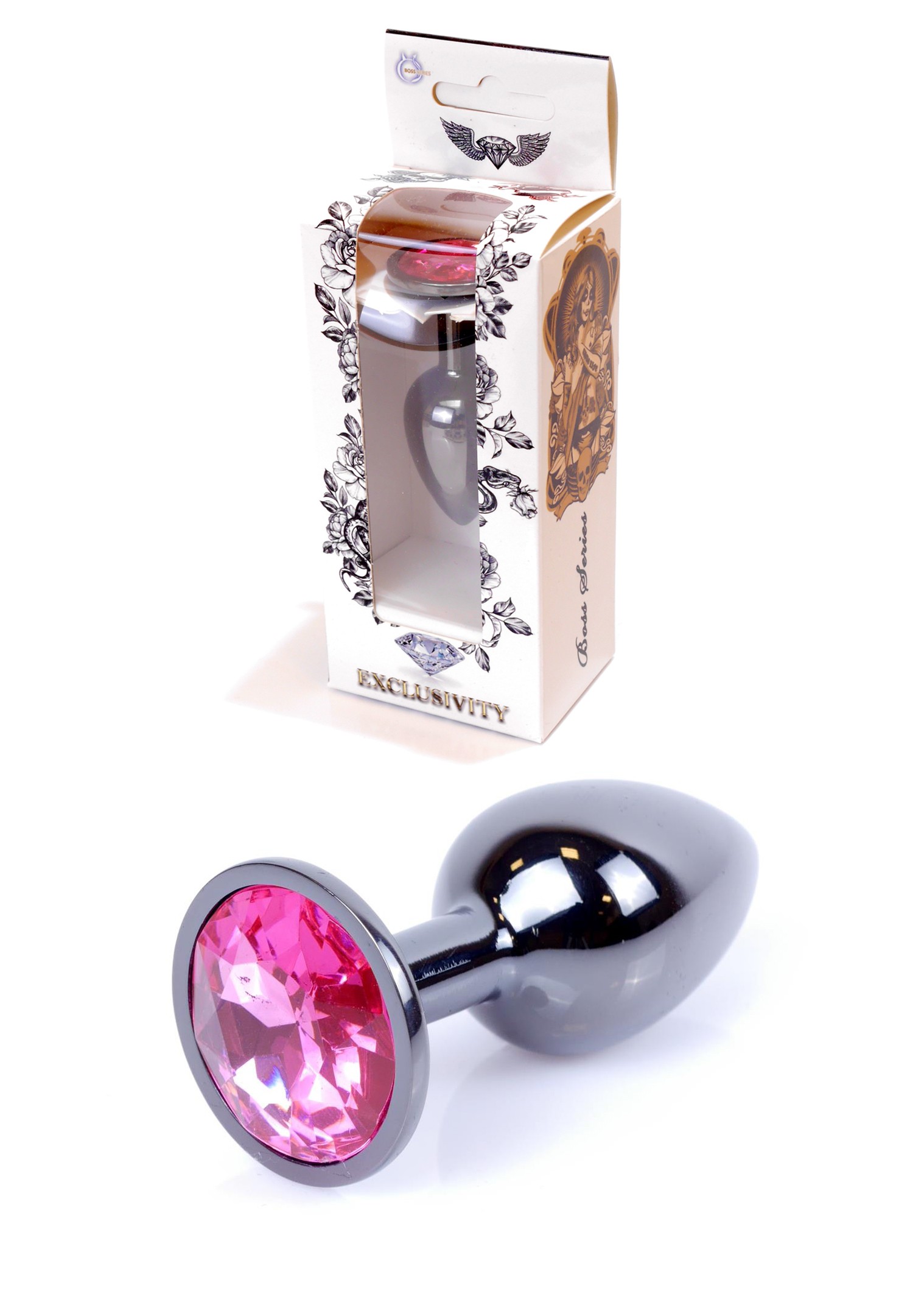 Анальна пробка Jewellery Dark Silver PLUG Pink
