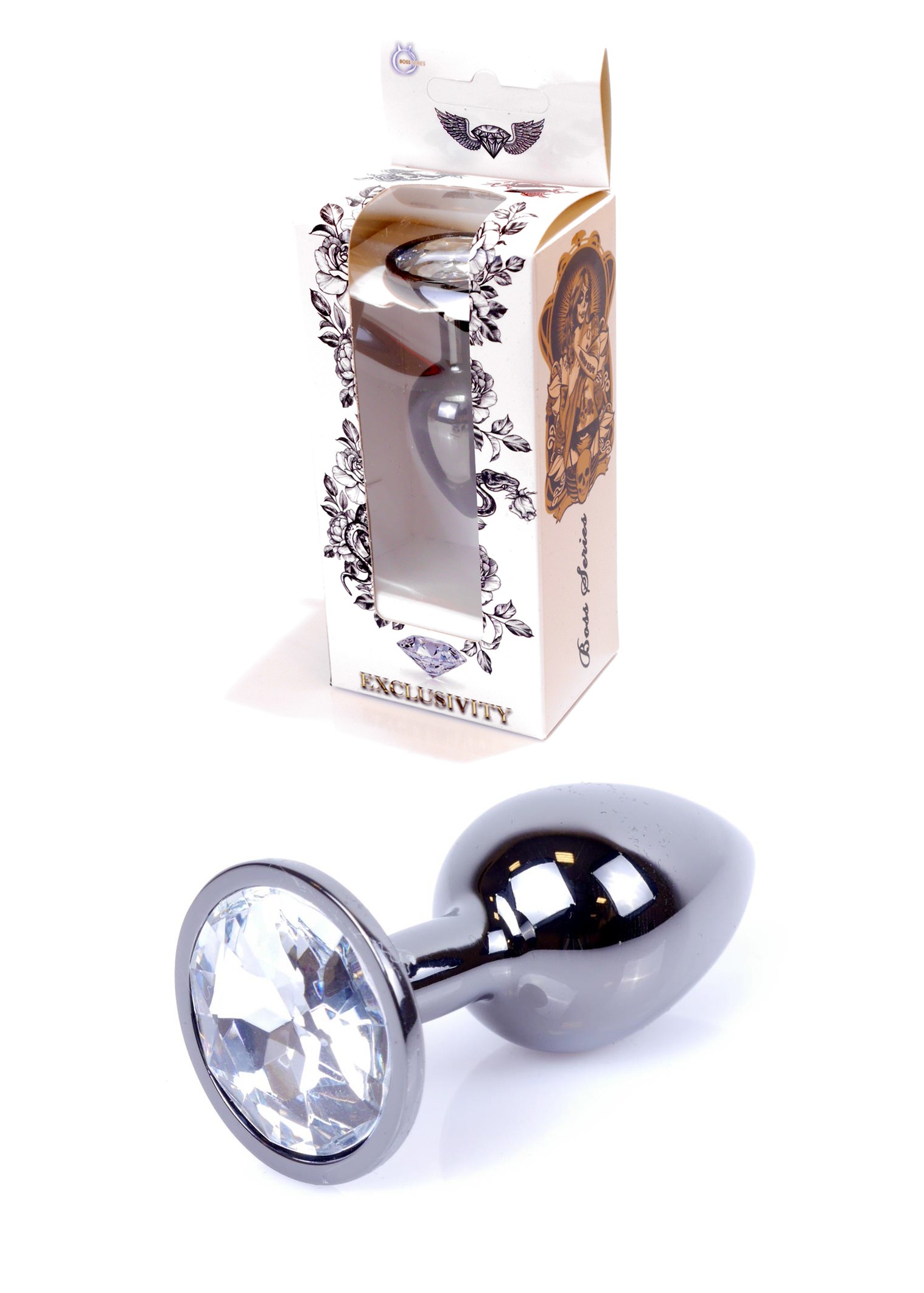 Анальна пробка Jawellery Dark Silver PLUG Clear