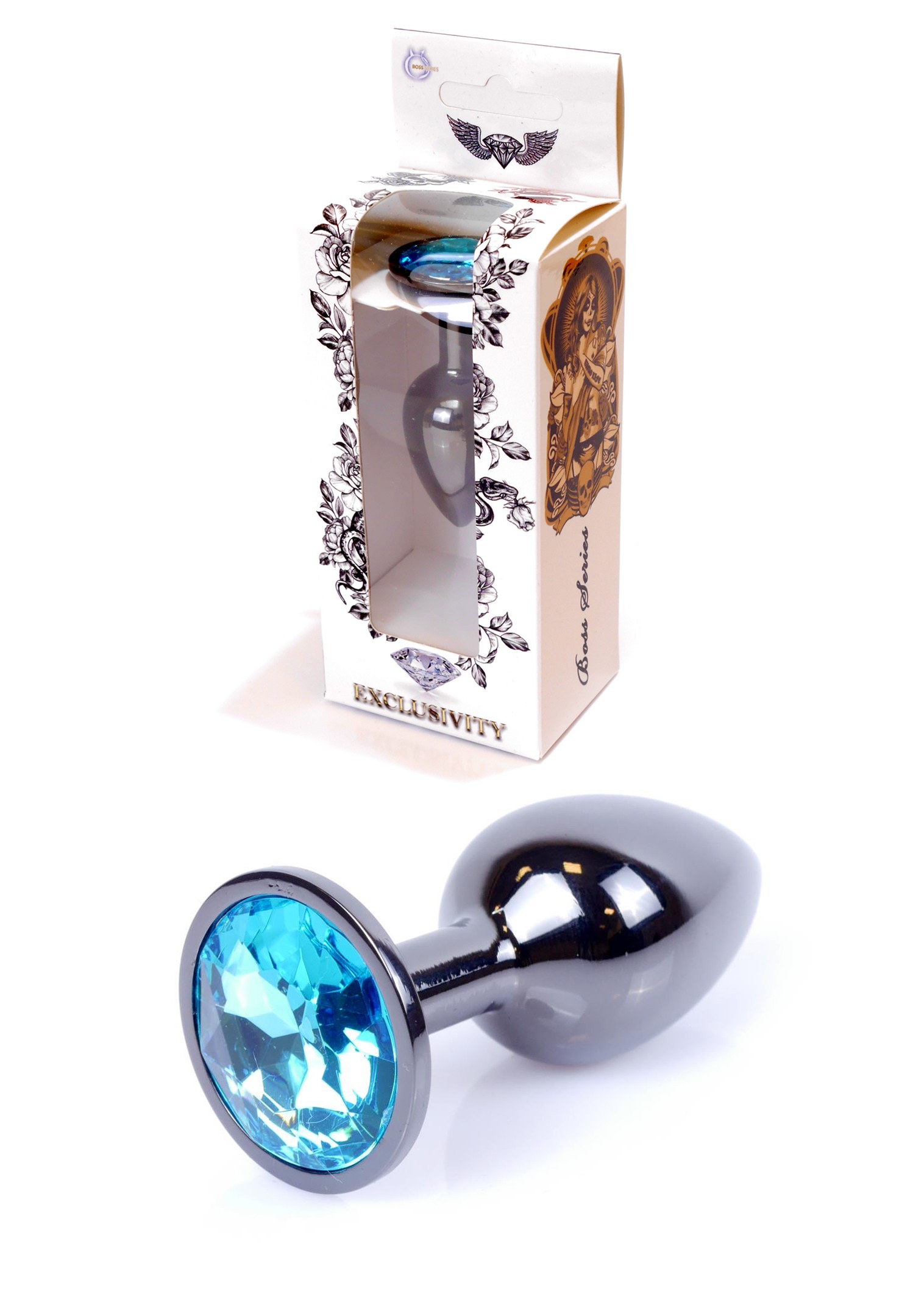 Анальна пробка - Jawellery Dark Silver PLUG Light Blue