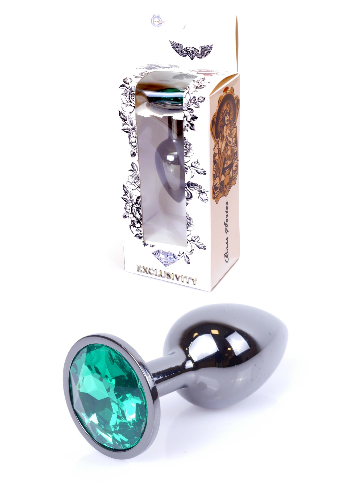 Анальна пробка Jawellery Dark Silver PLUG Green