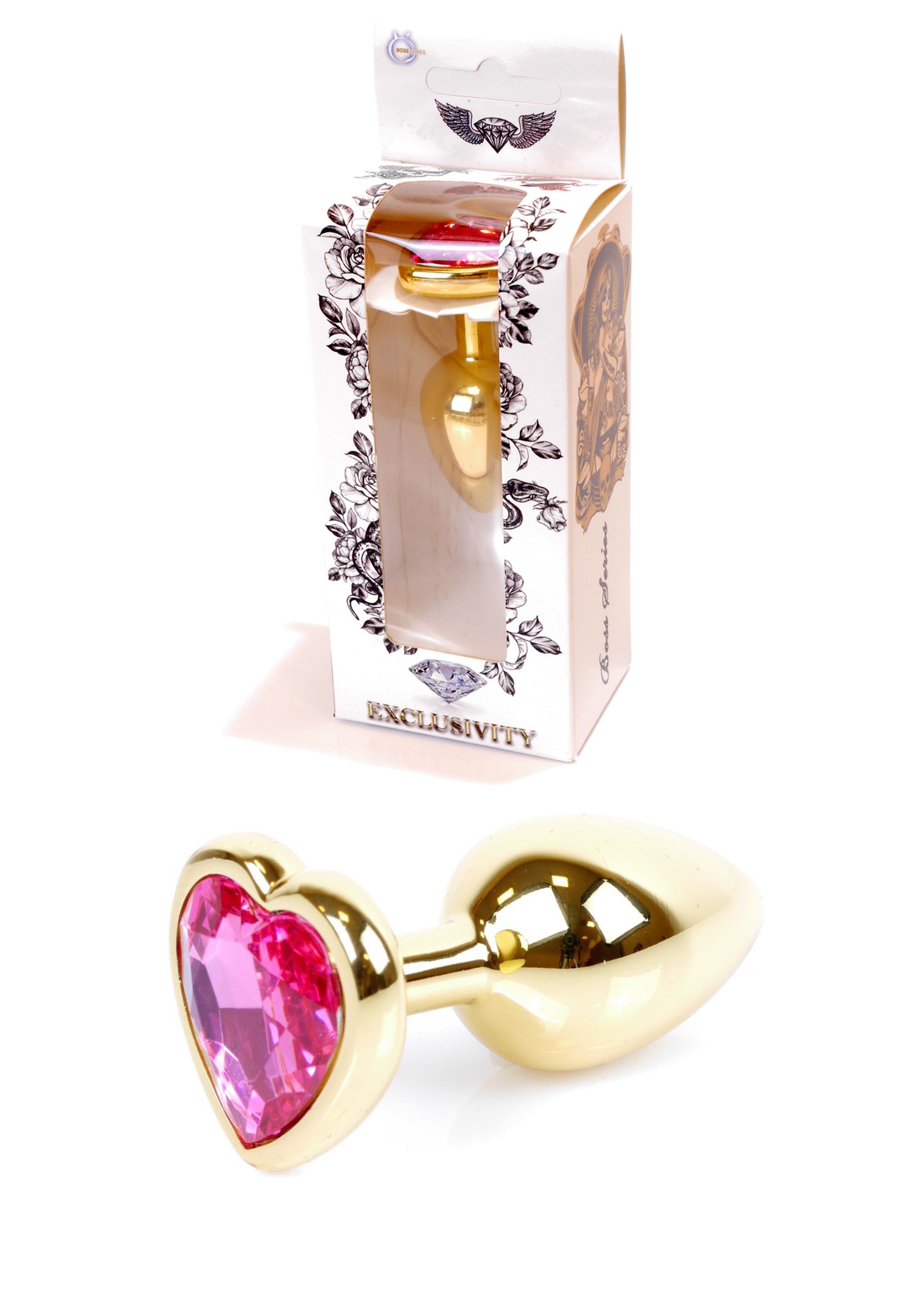 Анальна пробка Jewellery Gold Heart PLUG Pink
