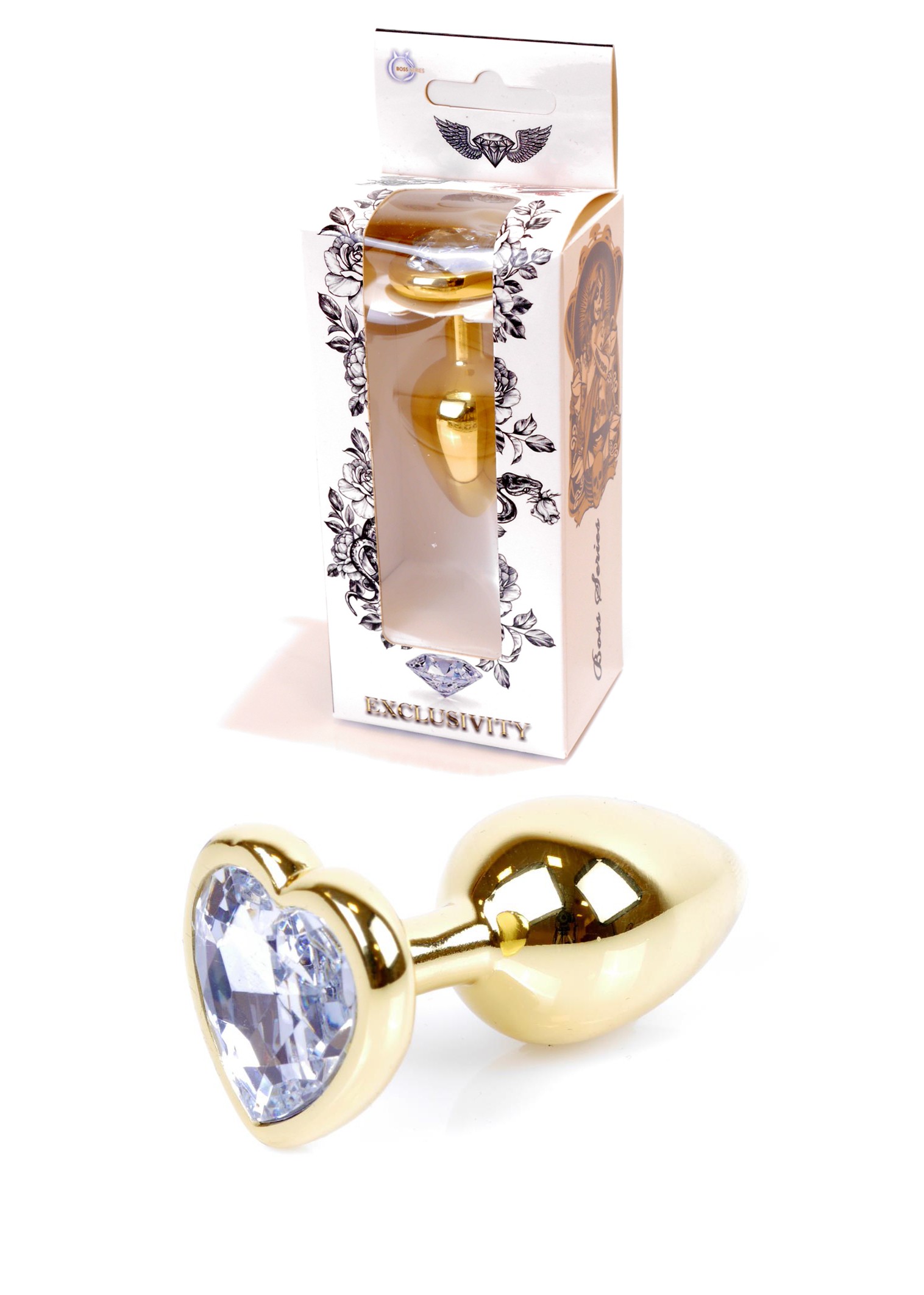 Анальна пробка Jawellery Gold Heart PLUG-Clear