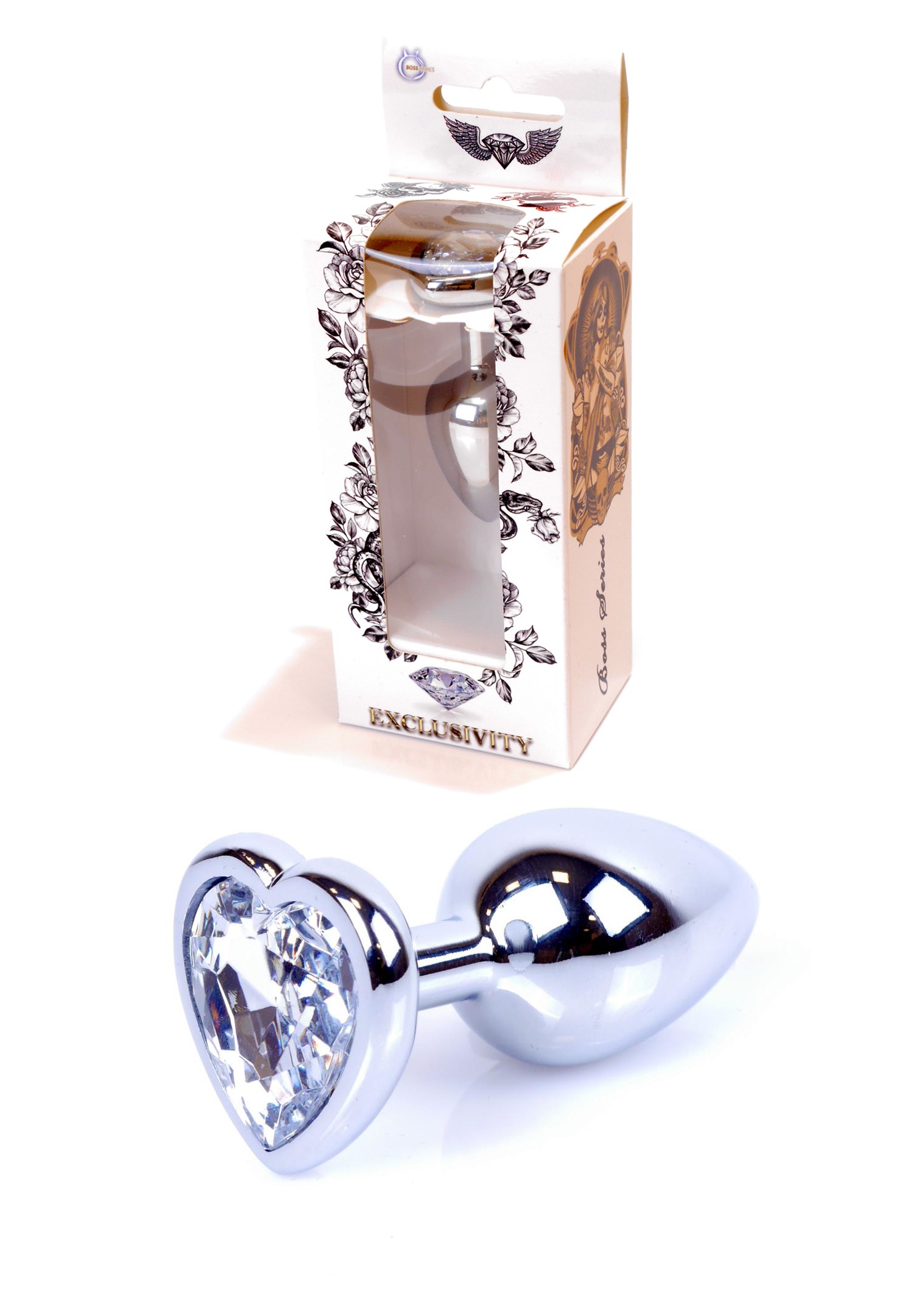 Анальна пробка Jewellery Silver Heart PLUG Clear