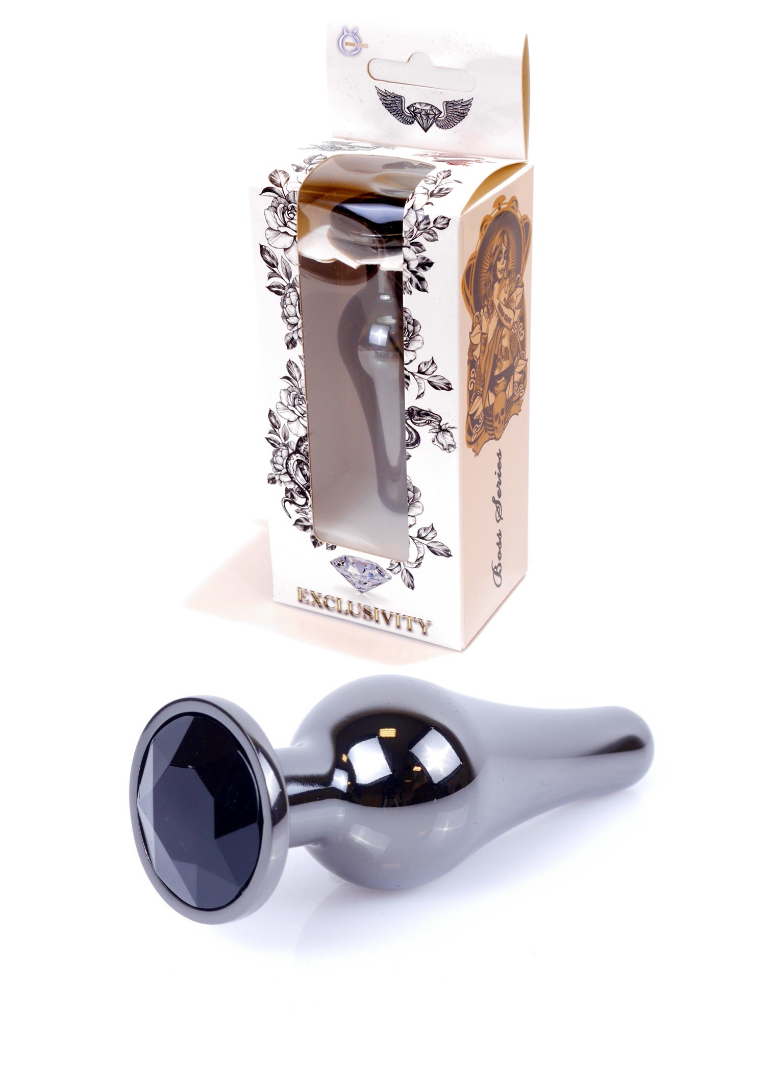 Анальна пробка Jewellery Dark Silver BUTT PLUG Black