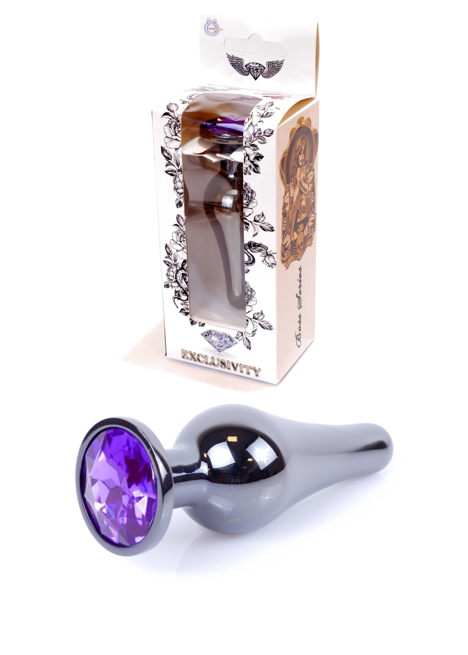 Анальна пробка Jewellery Dark Silver BUTT PLUG Purple