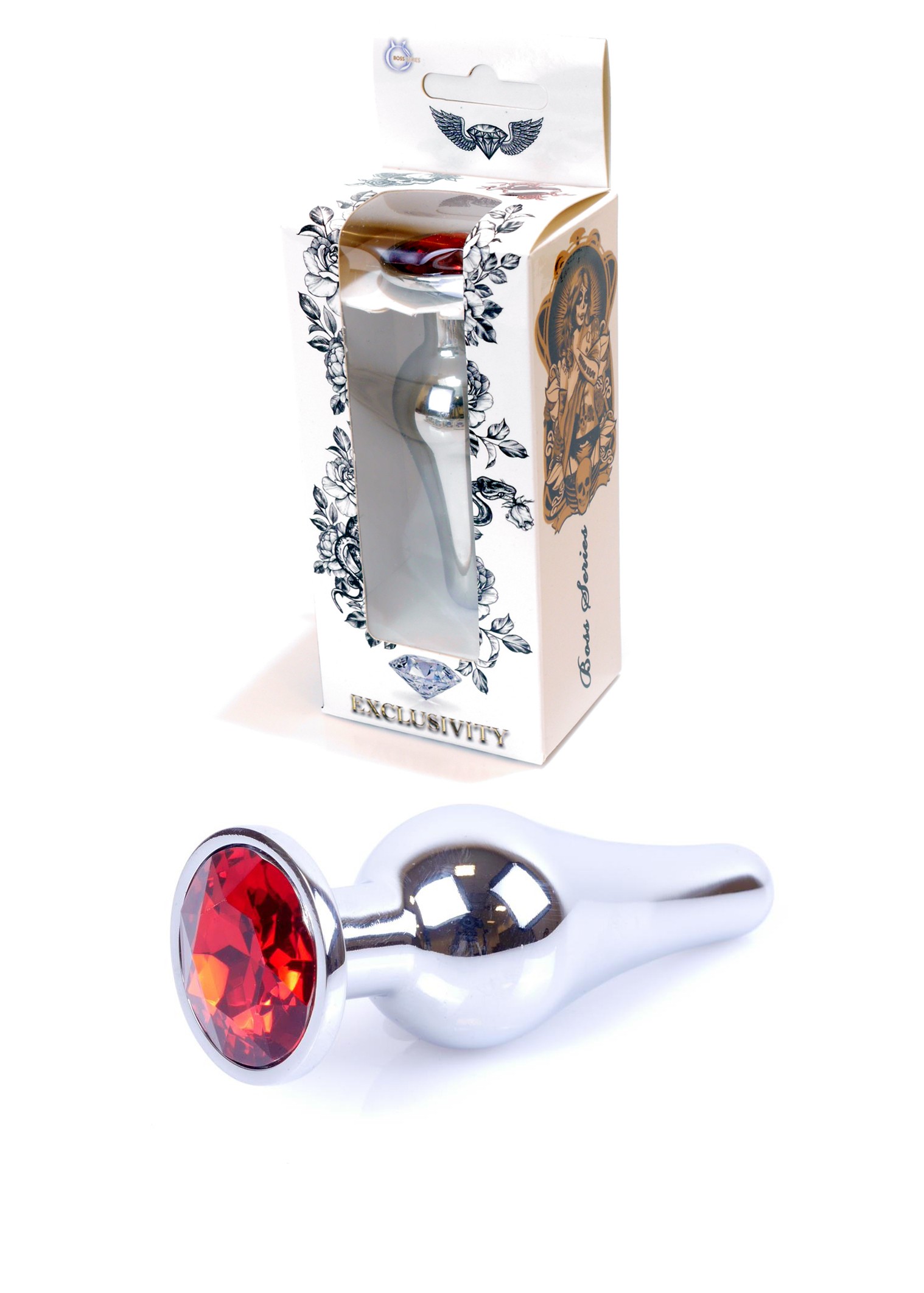Анальна пробка Jawellery Silver BUTT PLUG Red