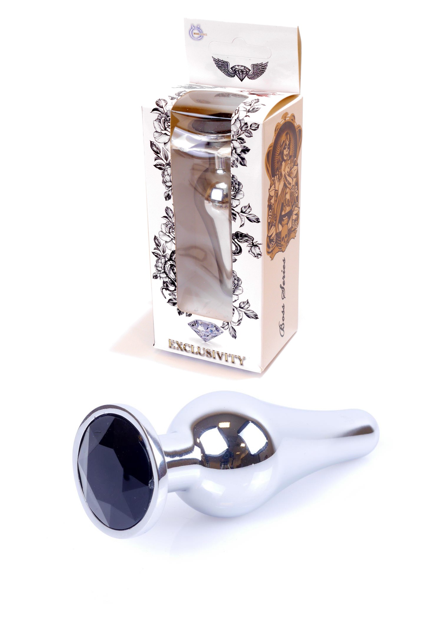 Анальна пробка Jawellery Silver BUTT PLUG Black