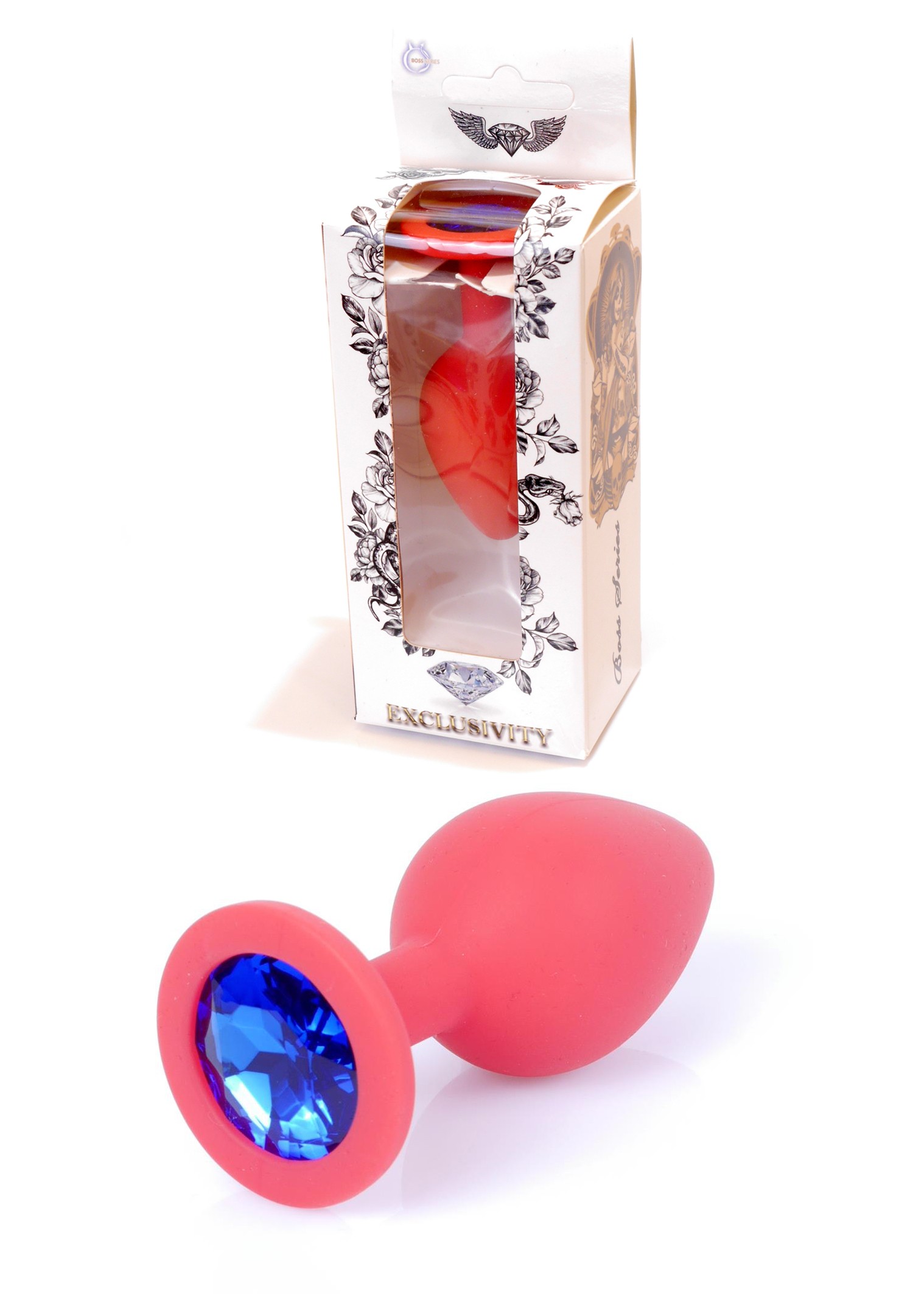 Анальна пробка Jewellery Red Silikon PLUG Medium Blue Diamond