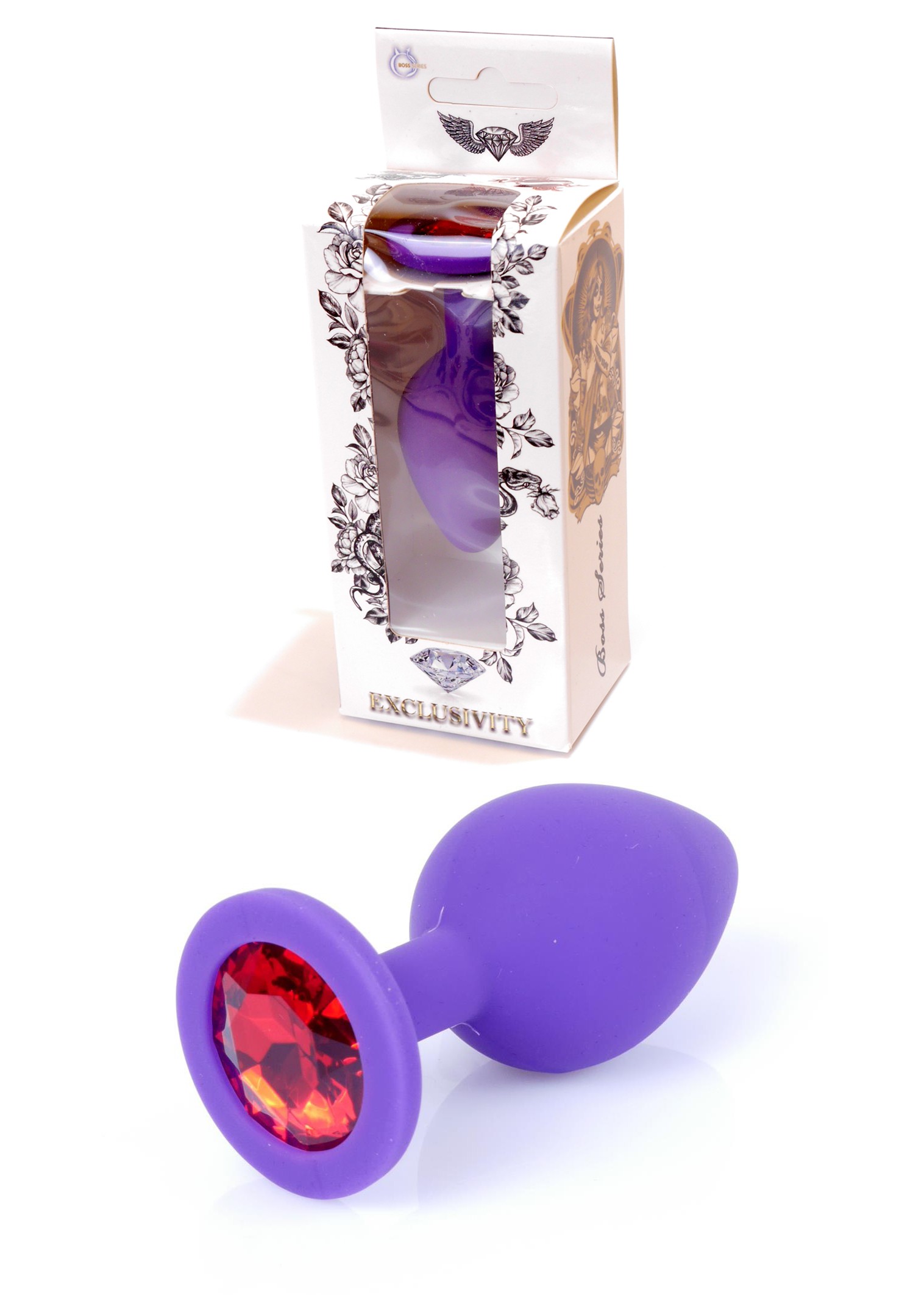 Анальна пробка Jewellery Purple Silikon PLUG Medium Red Diamond