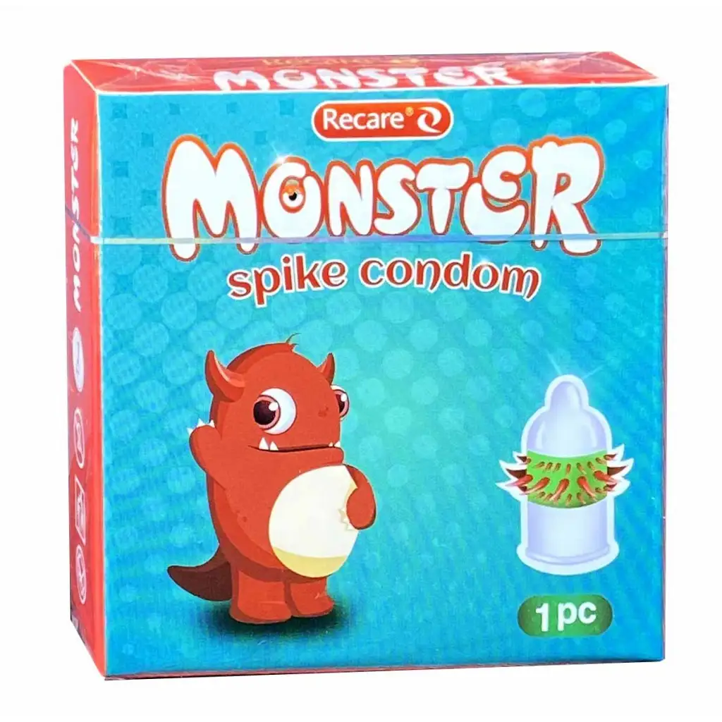 Презерватив Recare Monster Greenie Wink з шипами та вусиками - насолода для двох, 1 шт