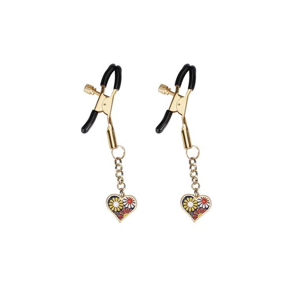 Затискачі для сосків Liebe Seele Nipple Clamps Gold Heart-shaped Flowers